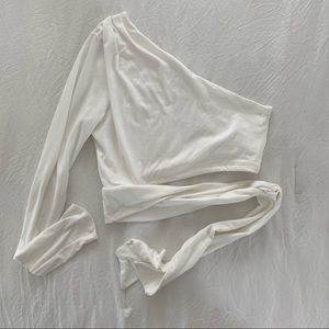 White crop tie top